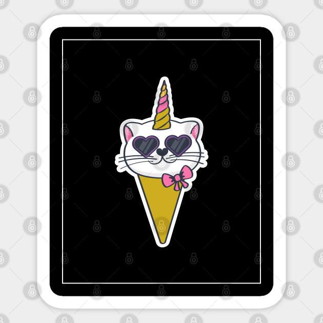 Unicorn Cat Ice Cream Cone Unicorn Ice Cream Sticker TeePublic